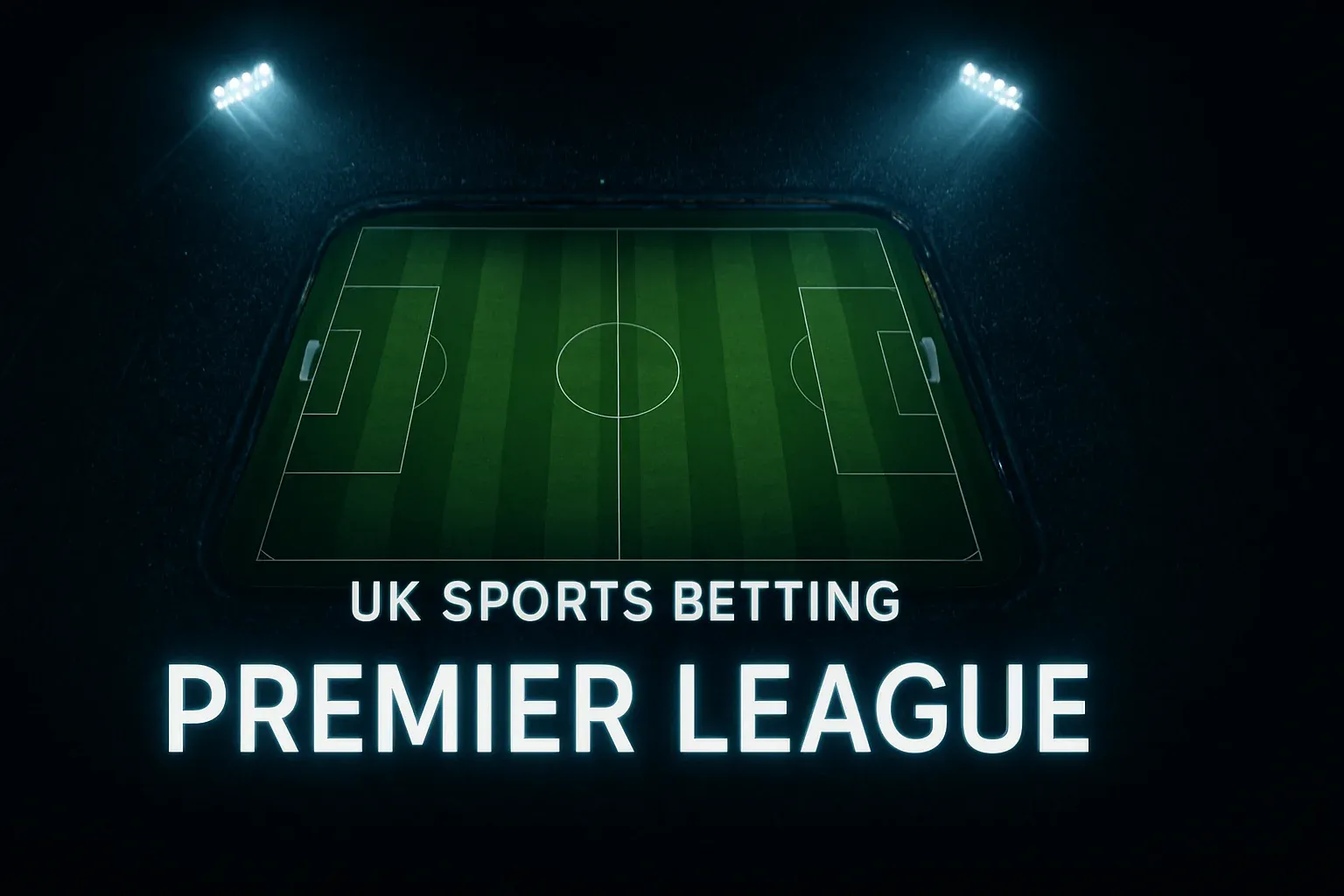UK sports betting banner with Premier League stadium crowd and floodlights